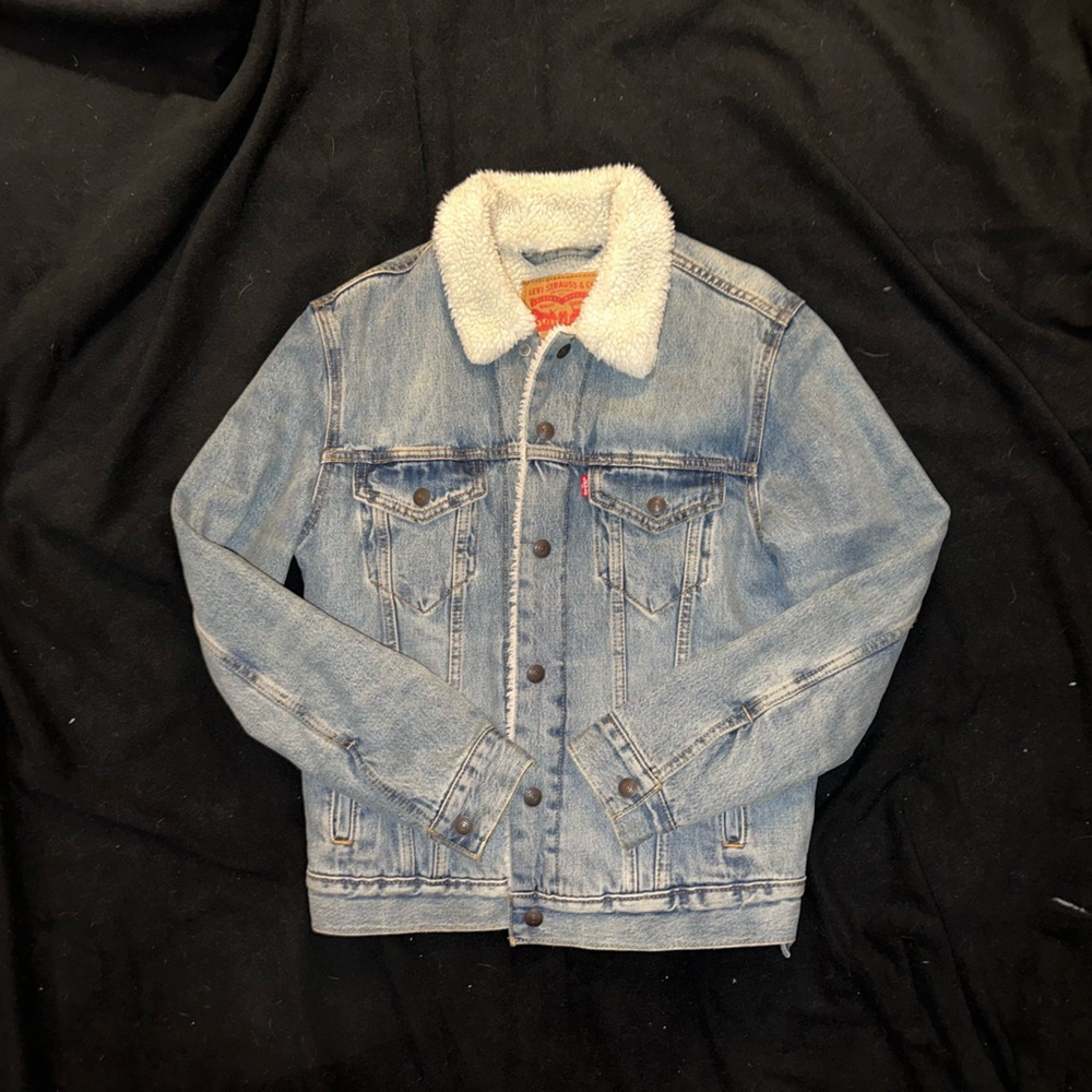 Levi's White Sherpa Lined Jacket